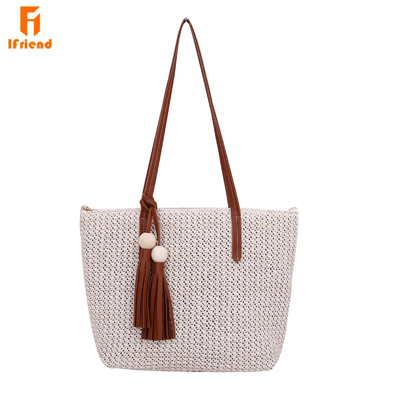 Ifriend Durable Weave Straw Beach Bags Linen Woven Bucket Women Bag Grass Casual Tote Handbags Knitting Rattan Sac femme | Багаж и сумки