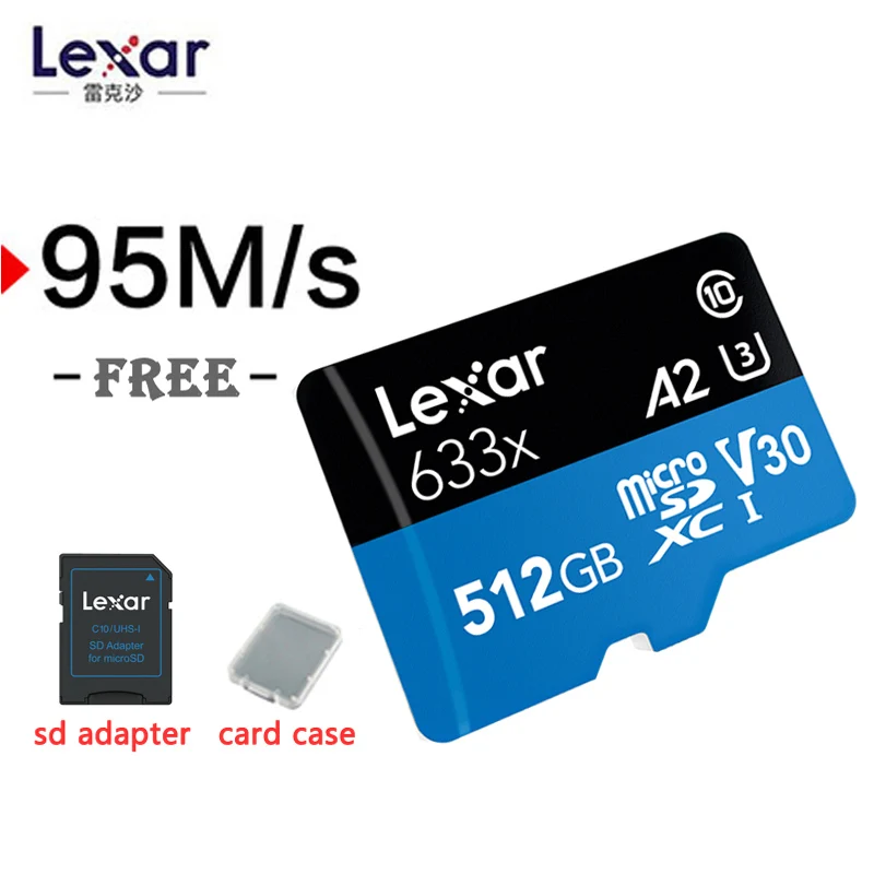  Lexar Original 633x 95 МБ/с./с Micro SD 512Гб карты 32 Гб SDHC Class10 64 Гб 128 Гб карта памяти SD Адаптер для Gopro Nintendo switch 