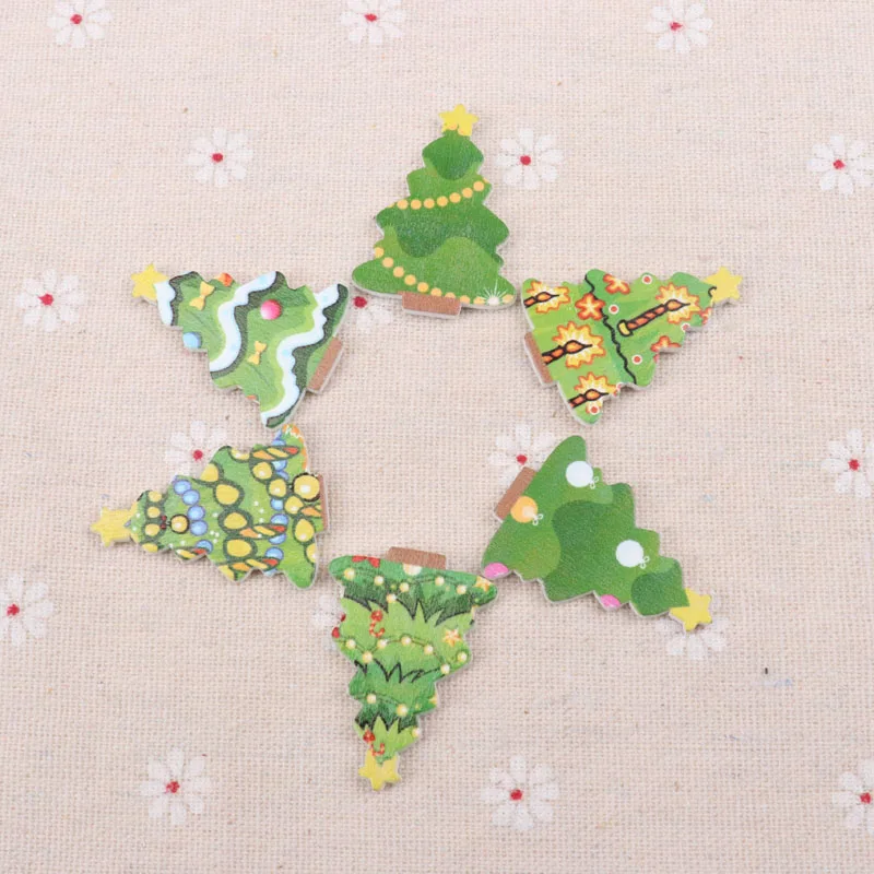Деревянная Рождественская елка без отверстий кнопки для скрапбукинга