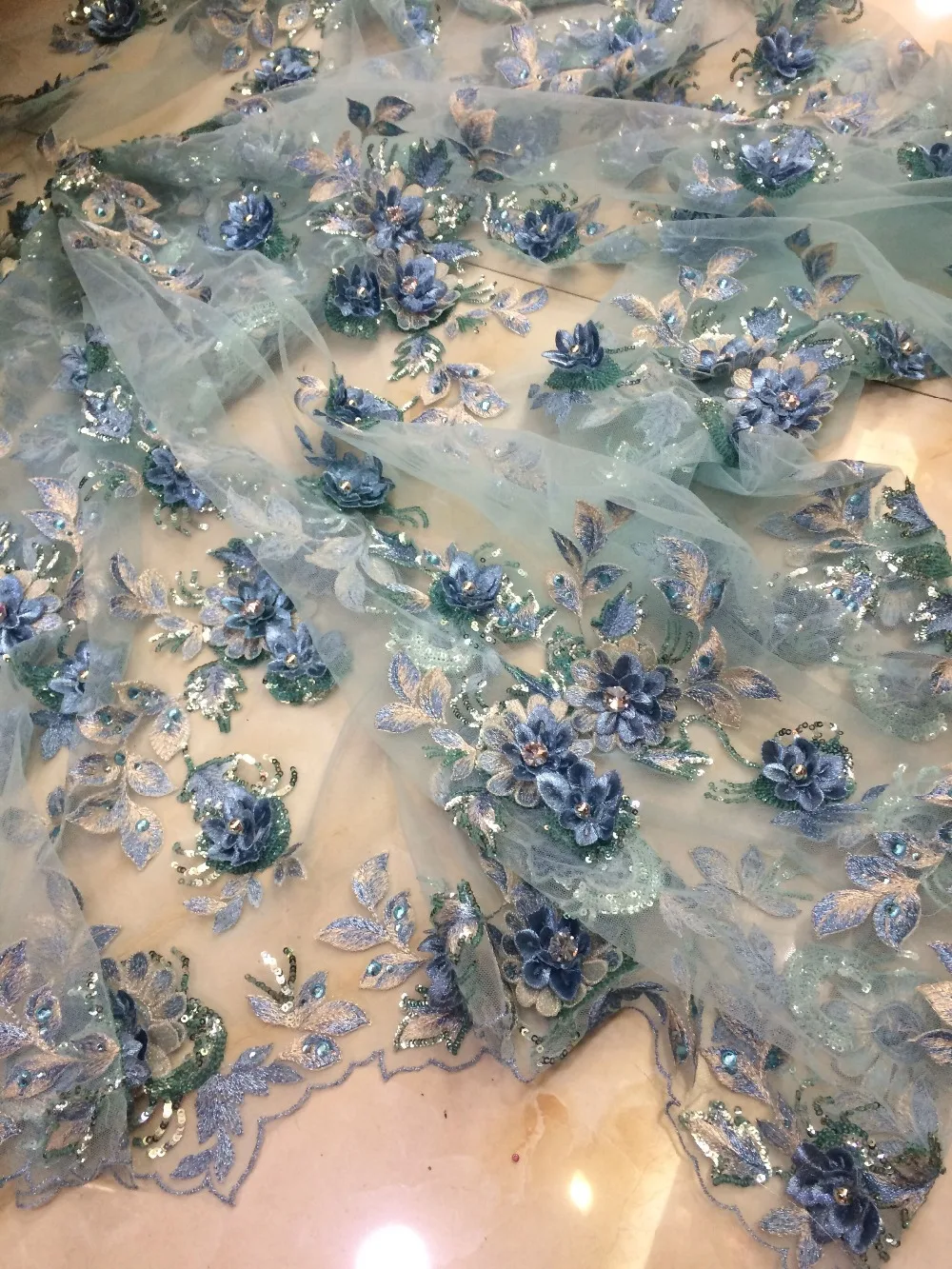 Новейшая 3d Цветочная африканская Тюлевая кружевная ткань красивая с камнями