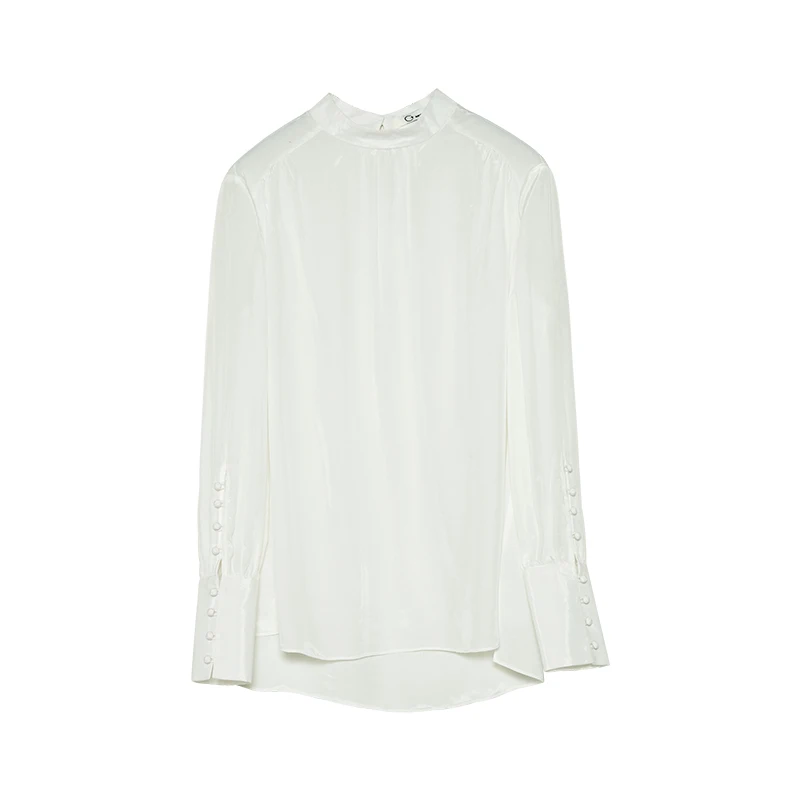 C + IMPRESS женские шифоновые блузки рубашки тонкие офисные белые винтажные топы с