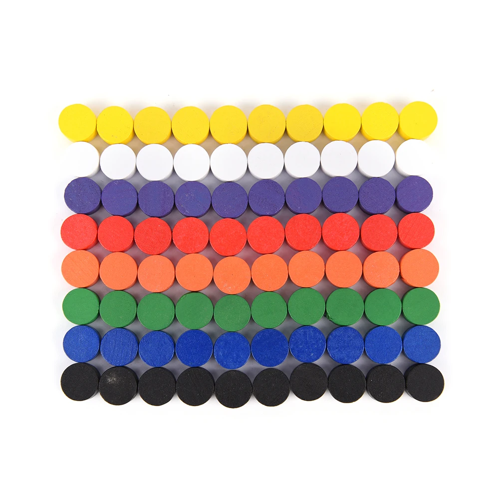 

8 Colors smooth surface Colorful Wooden Game Pieces Pawn/Chess Boardgame/Educational Games Accessories 100 PCS