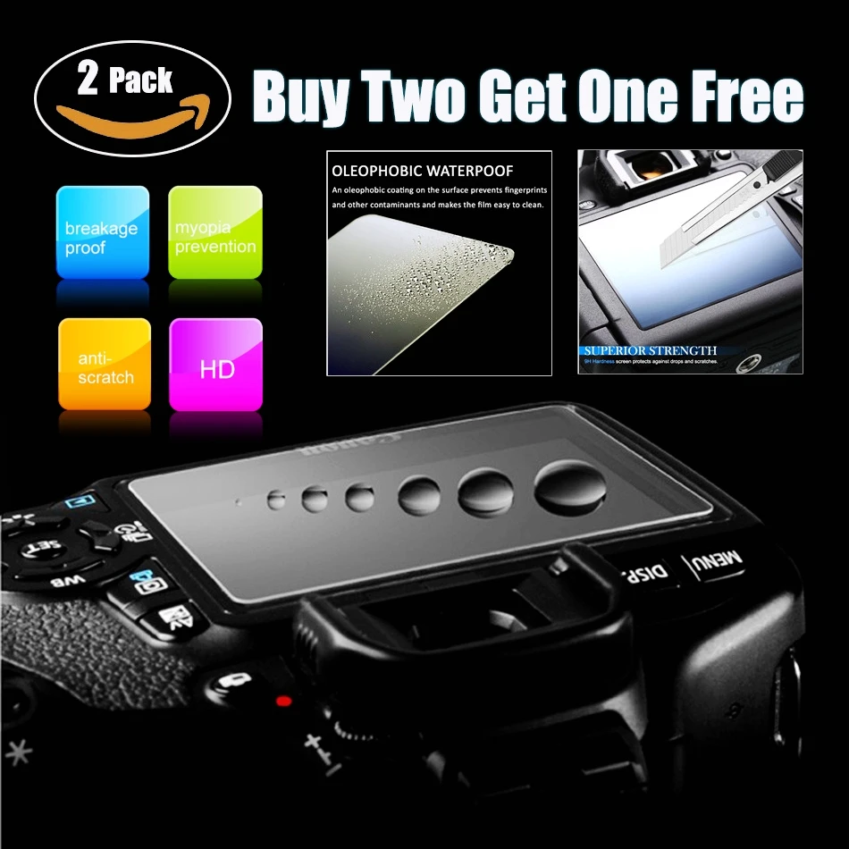 2 шт. 3 дюймовая защитная пленка из закаленного стекла для камеры Canon EOS M 60D 600D 6D 5DII 5D