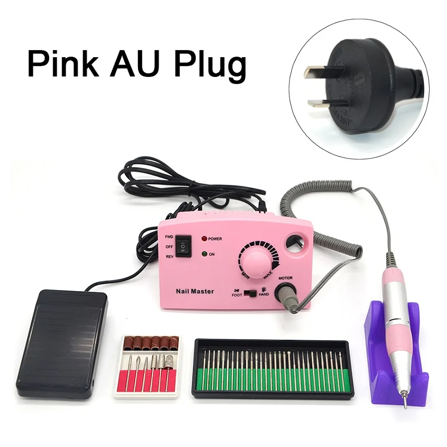 Pink AU plug 30 30000 об/мин дрель для ногтей электрическая машинка маникюрные аксессуары для резки комплекты для педикюра маникюрные пилочки Инструменты для ногтей розовый 204 - Цвет: Pink AU plug 30