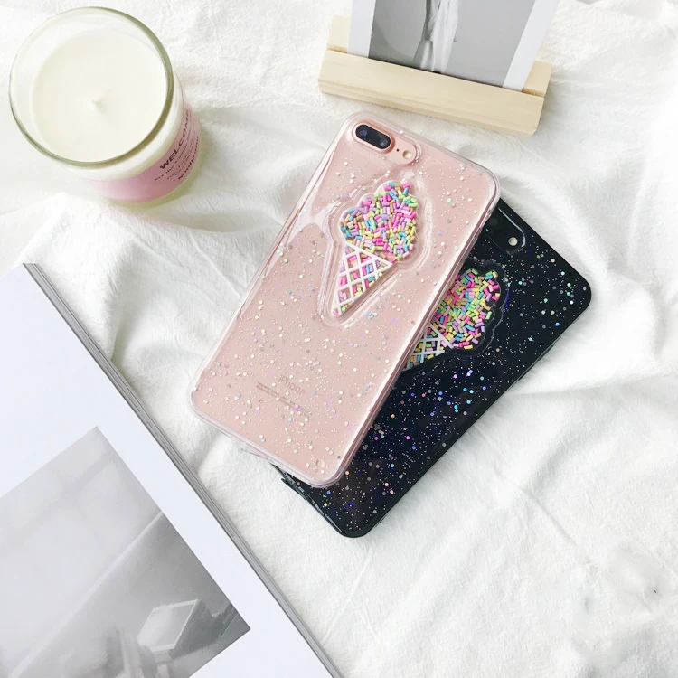 [From Jenny] Clear Transparent Ice Cream Phone Case for iPhone 7 7plus 6 6s Plus Soft Cover girls Fundas |