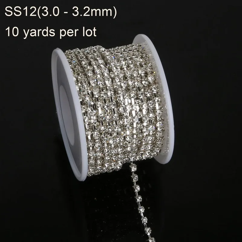 NiceBeads 10 ярдов/рулон Стразы-цепочка медный коготь с прозрачным/белым AB стекло стразы посеребренные DIY