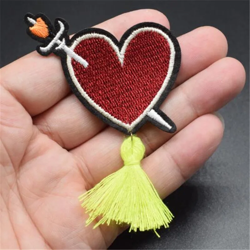 Красное сердце железные нашивки для одежды бейдж вышивка Байкерская нашивка