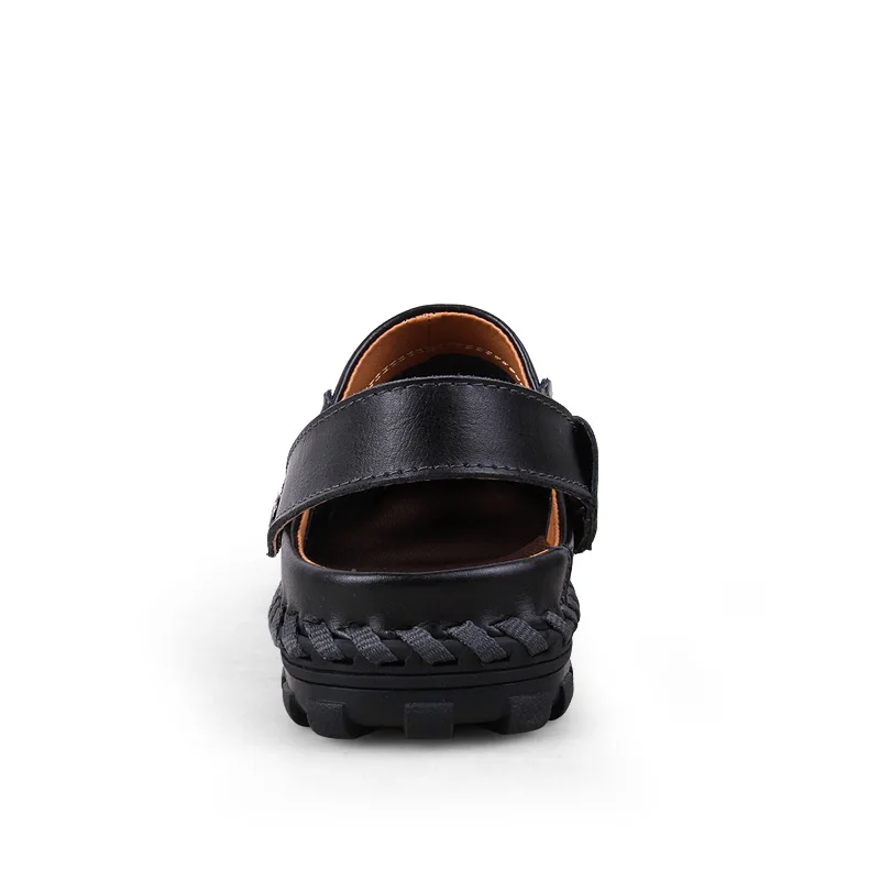 Мужские сандалии из дышащей кожи повседневные кожаные обувь для летнего сезона