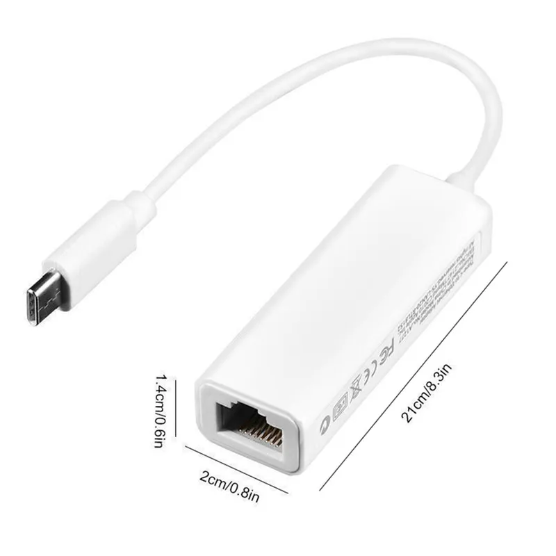 

USB 2.0 Type-C Gigabit Ethernet Adapter USB-C to RJ45 Lan Network Card Adapter for Macbook Laptop Notebook Computer
