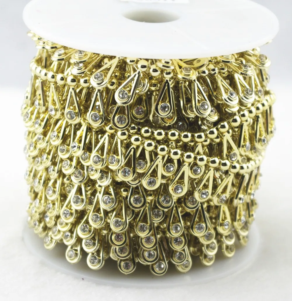 17 мм золотая цепочка с жемчугом и стразами планки шитья ремесла костюм