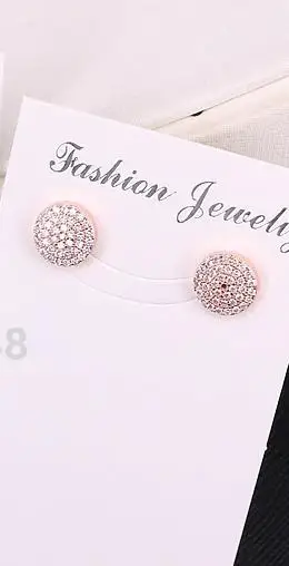 10 пар ZYZ177-8376 золотые серебряные черные круглые серьги шпильки, микро проложить CZ клипсы с камнем женские украшения, серьги - Окраска металла: Rose Gold Color