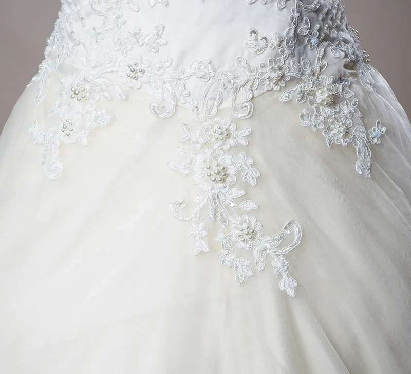 Пикантные без бретелек свадебное платье хвост с жемчугом торжественные платья