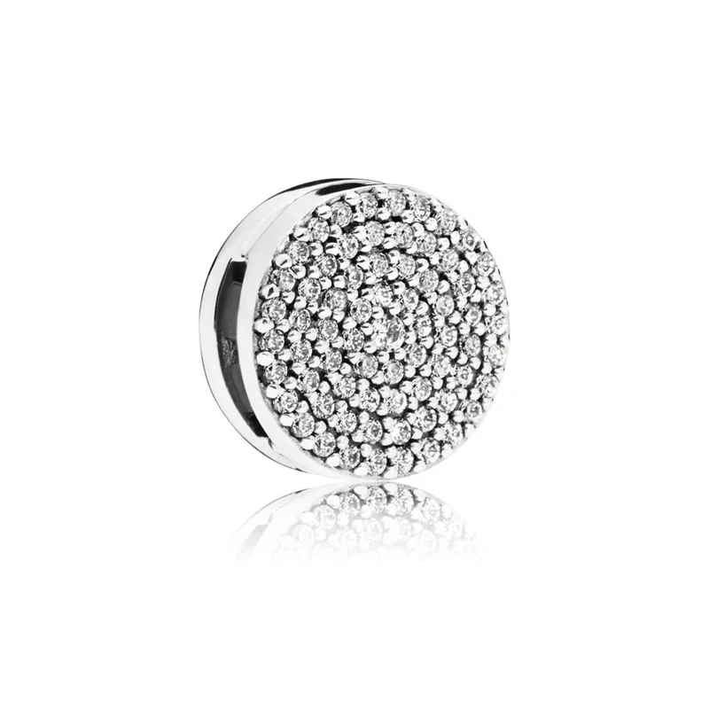 Dazzling elegance Настоящее бусины из стерлингового серебра 925 очаровательные рефлексионы элегантный зажим с хрустальными бусинами подходят Пандора браслеты для женщин Diy Ювелирные изделия - Цвет: Dazzling elegance