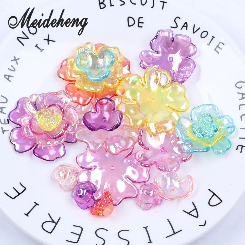 Acrylic Flower Space Beads for Jewelry Making Transparent AB Color Necklace DIY Collocation Hair Accessory Table lamp |