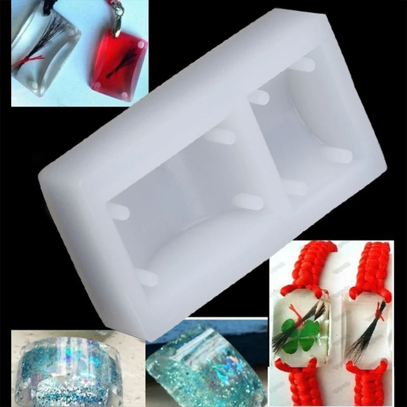 

Rectangle Silicone DIY Mold Bracelet Pendant Jewellery Making Mould Resin Hole 2020