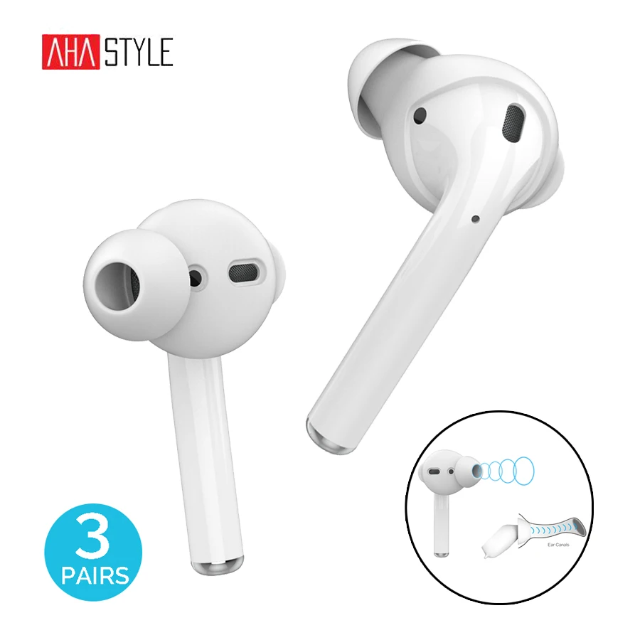 AhaStyle 3 Pairs Silicone Earbuds Covers Case for Apple AirPods Storage Hook Pouch + Anti-Slip Ear Tips for EarPods Accessories