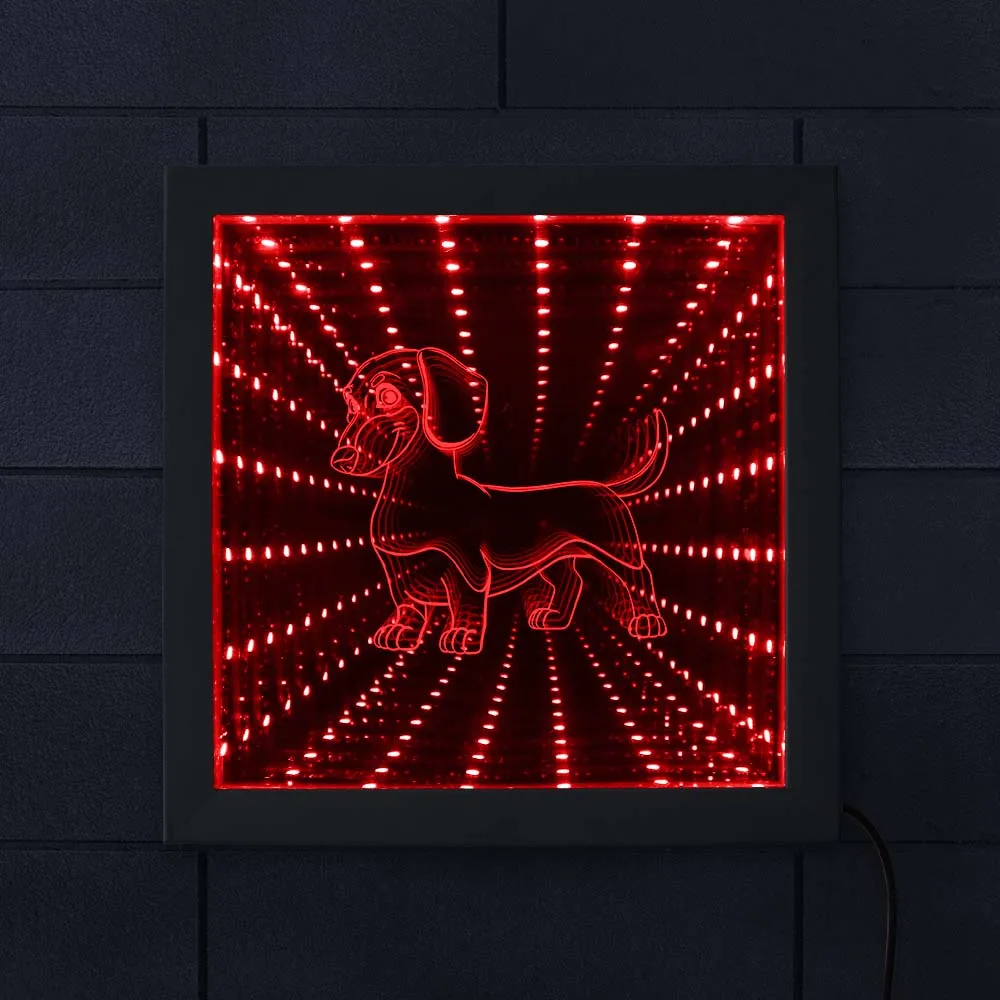 Такса светодиодный бесконечное зеркало настенное художественное изображение