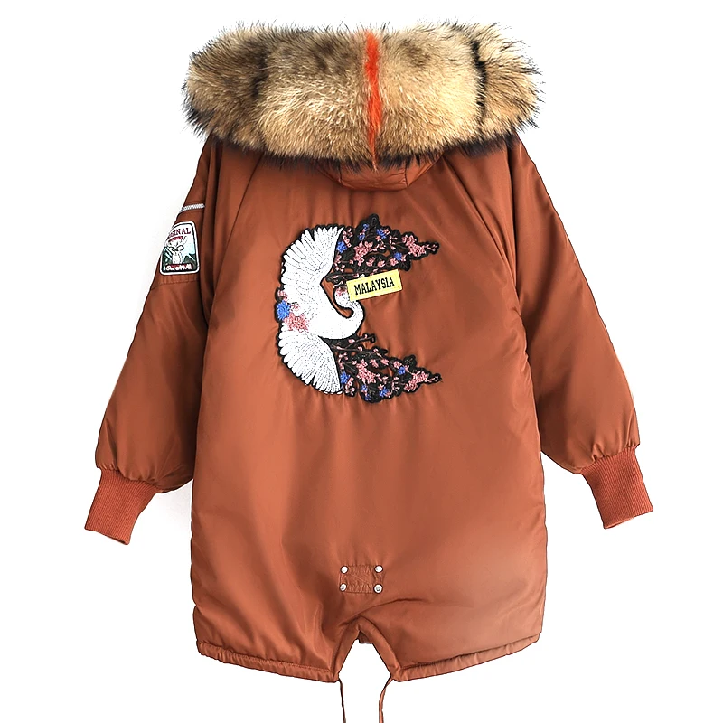 Женское пальто из новой коллекции han Длинная зимняя куртка сохраняющая тепло с