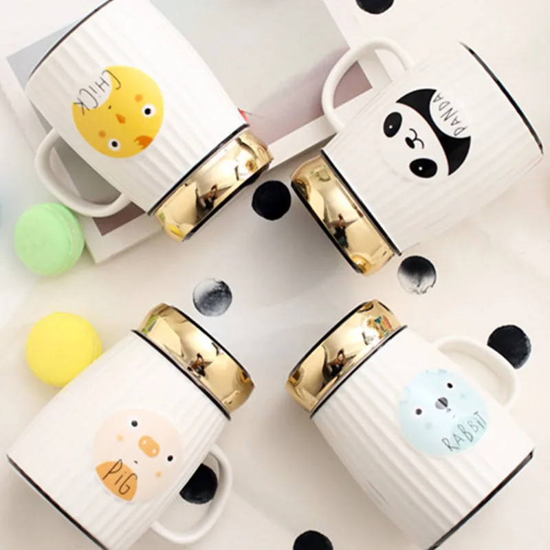 550 мл Новые Kawaii мультфильм панда кружки животных керамическая чашка с крышкой