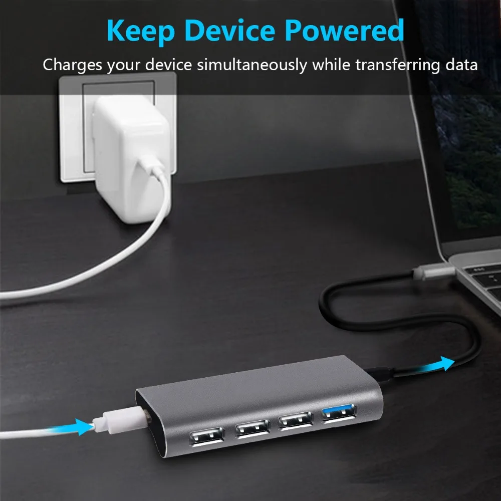 Высокоскоростной USB разветвитель с портом Type C на 4 порта 3 0 PD 5 Гбит/с|USB-хабы| |