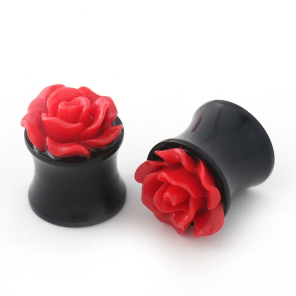 1 пара Роза акрил двойной седло ухо Вилки Мода R датчик туннели носилки