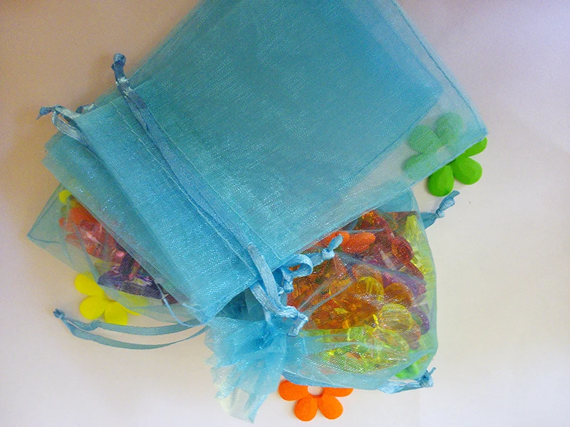 

20*30cm 1000pcs Organza Bag Lake Blue Drawstring bag jewelry packaging bag for tea/gift/food small transparent pouch Yarn bag