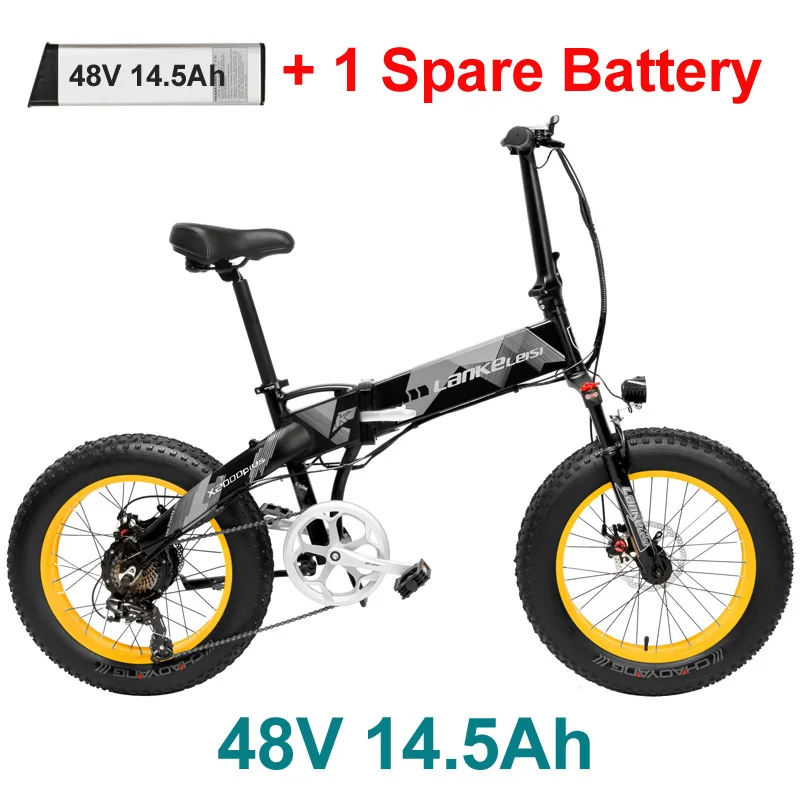 Yellow 14.5Ah Plus Складной электрический велосипед X2000 20 дюймов, 7 скоростей, 48 В, 500 Вт, мощный двигатель, 5 пар, горный велосипед, снежный велосипед, Лидирующий бренд переключателя передач - Цвет: Yellow 14.5Ah Plus