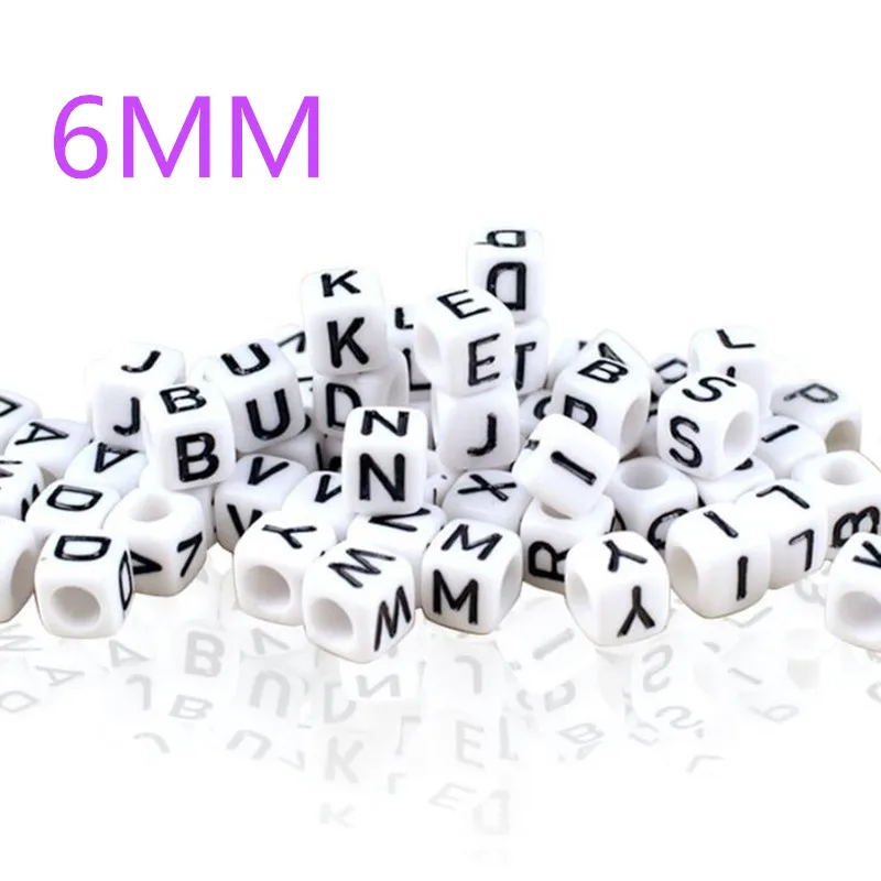 

Fashion Alphabet DIY Acrylic Loose Beads For Jewelry Making Cube DIY Loose Beads 6mm From A to Z 100 pieces/lot ZB100
