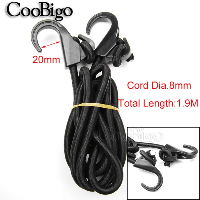 Dia.8mm Bungee Tie 1 шт. упаковка 2 м сверхмощный Эластичный банджи шок шнур ремень стрейч пластиковый крюк автомобильный багаж палатка Каяк Лодка каноэ велосипеды веревка галстук - Цвет: Dia.8mm Bungee Tie