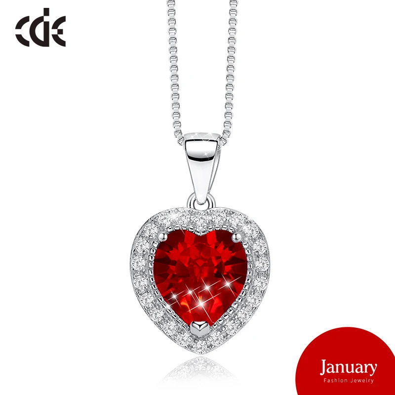 CDE 925 пробы ожерелье украшено кристаллами Swarovski Кулон ожерелье сердце ожерелье Любовь Ювелирные изделия воротник ювелирные изделия - Цвет камня: Jan
