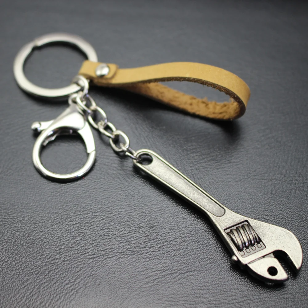 Skull Spanner Cow Leather KeyChain Hook Buckle Keyrings Skeleton Logo Pendant Car Key Holder Bag Hang Outdoor Gift | Украшения и