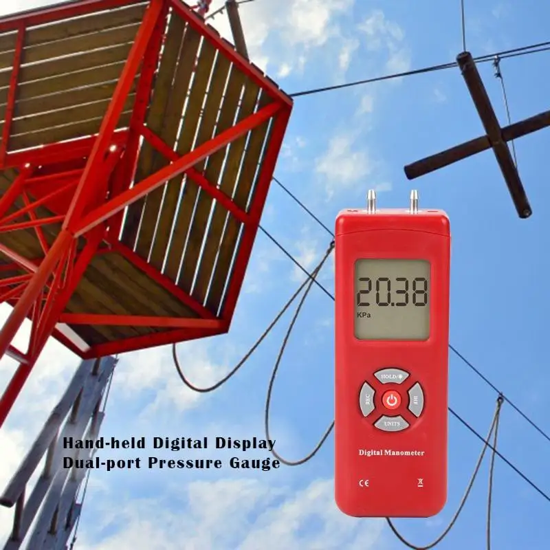 Ручной цифровой манометр с двумя портами измерительные приборы Подсказка на