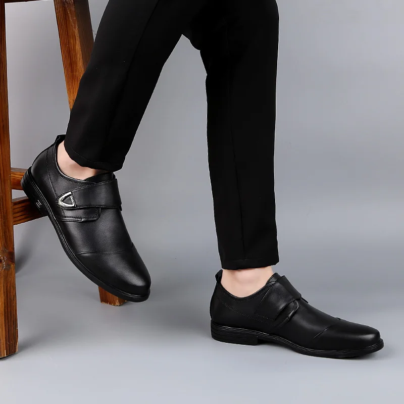 Туфли дерби мужские из натуральной воловьей кожи классические черные туфли без