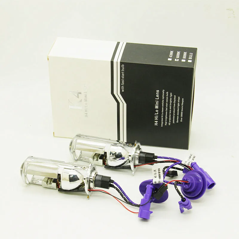 1 пара 55 Вт H4 мини HID объектив ксеноновая лампа для автомобиля h4 фара 4300K 6000K