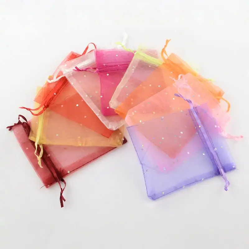 Прямоугольные мешки из органзы с блестящим порошком подарочные пакеты смешанные