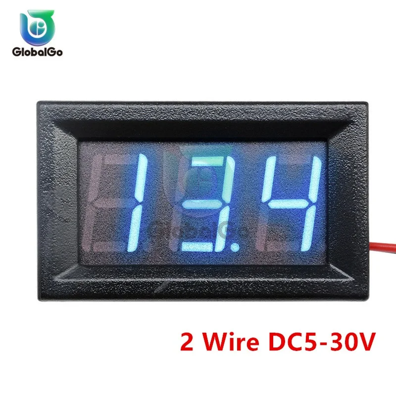 2 Wire DC5V-30V 0,56 дюймов Мини Прямой ток Цифровой вольтметр 2 провода 3 провода DC4.5V до 30V 0.5" Индикатор напряжения панели дисплея Светодиодный дисплей Измеритель напряжения Для 6V 12V мотоцикл - Цвет: 2 Wire DC5V-30V