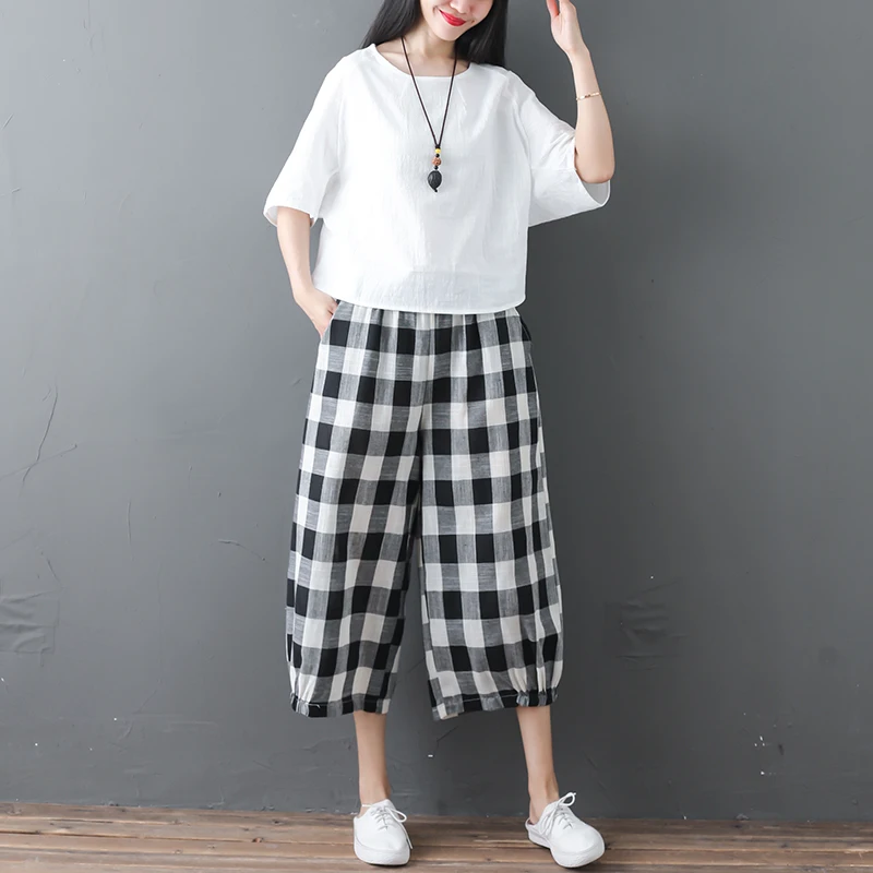 Хлопковая линия Женский комплект 2 шт. Летняя мода повседневное короткий рукав