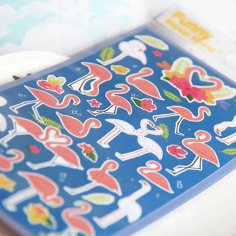 Южной кореи LATECH Забавный DIY направила прямой наклейки бумажные декоративные Flamingo