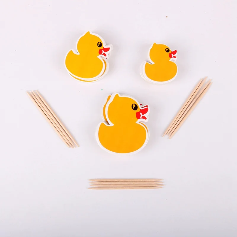 12 шт./лот мультфильм мало желтая утка Cupcake Toppers выборка День рождения украшения душ детей мальчик способствует украшать торта