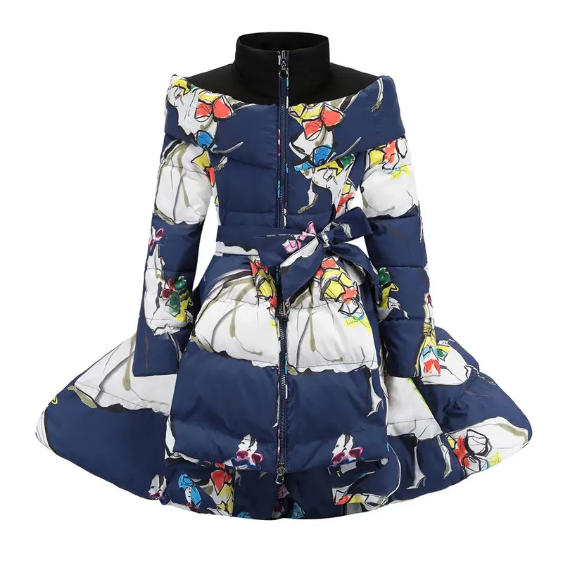 darkblue Зимние куртки для девочек; детское модное зимнее пальто; парка для девочек; Длинная утолщенная куртка; теплая детская одежда на 90% утином пуху - Цвет: darkblue