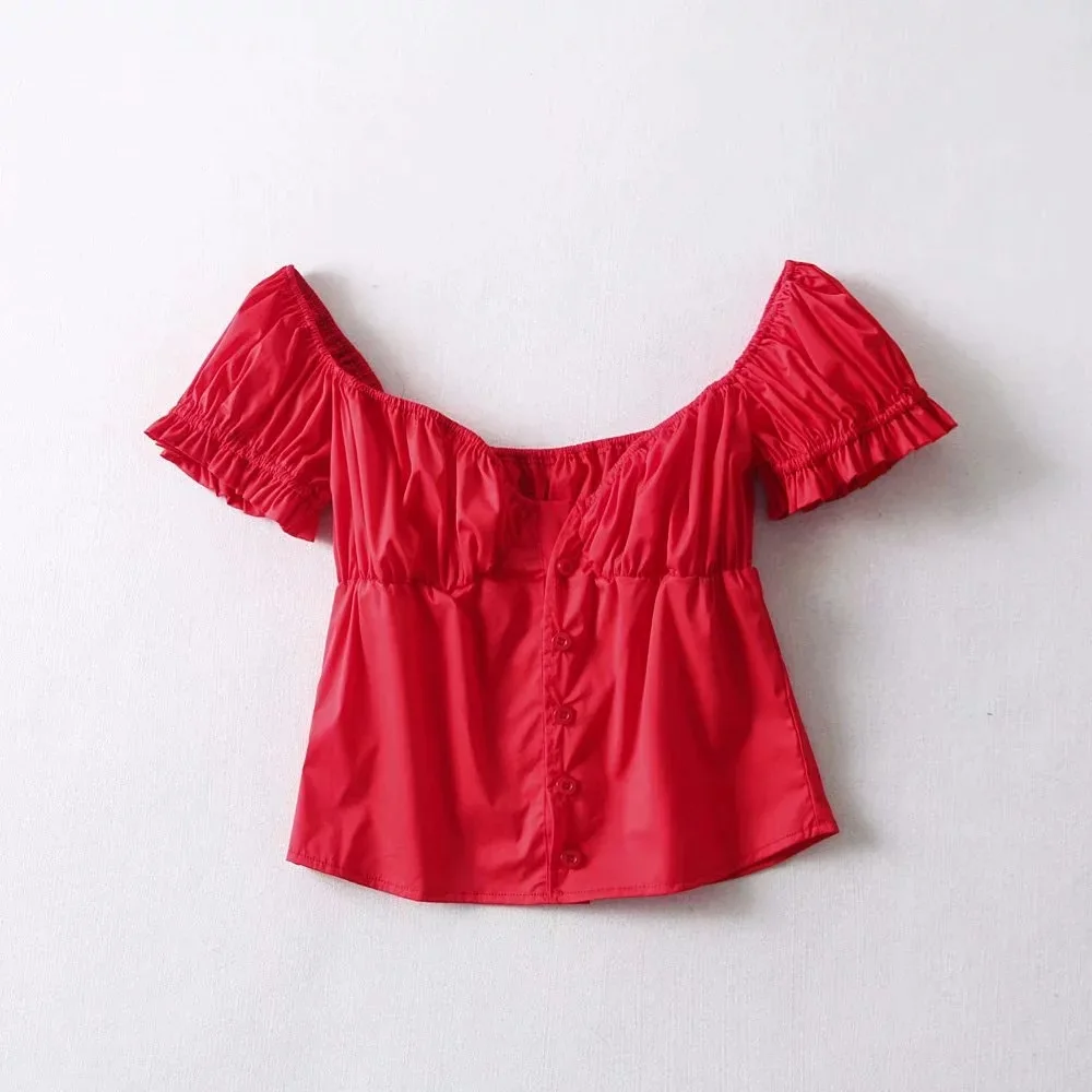 Summer tops for women blouses white crop top sexy puff sleeve blouse shirts ruffle streetwear Korean fashion clothing |