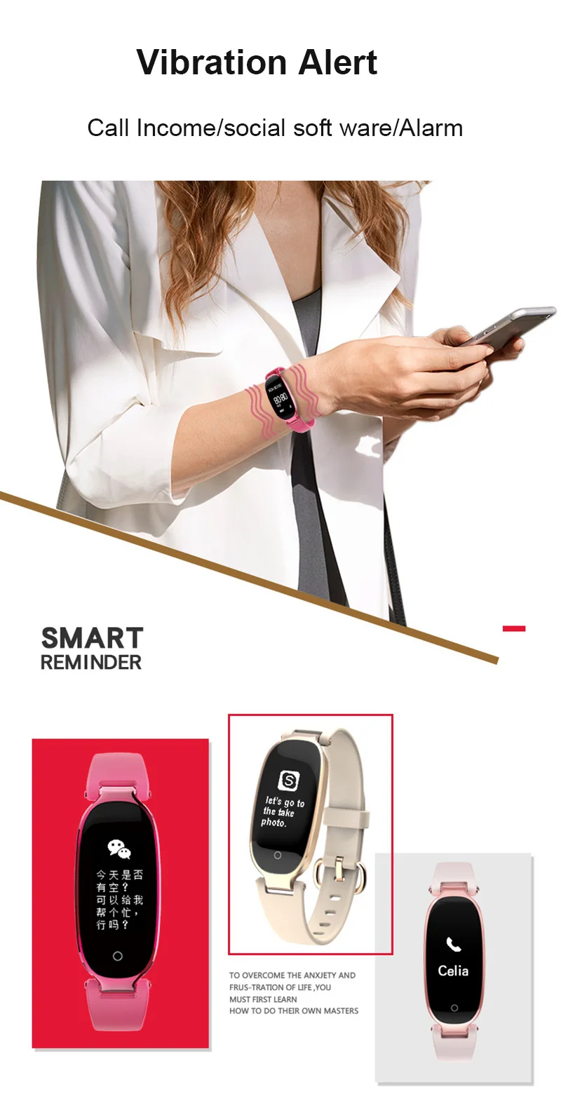 FocuSmart S3 женские умные браслеты фитнес-трекер монитор сердечного ритма фитнес-браслет подарок леди для IOS Android телефон