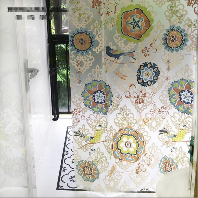 Прозрачная Водонепроницаемая занавеска для душа из ЭВА плотная в ванную комнату с изображением листьев