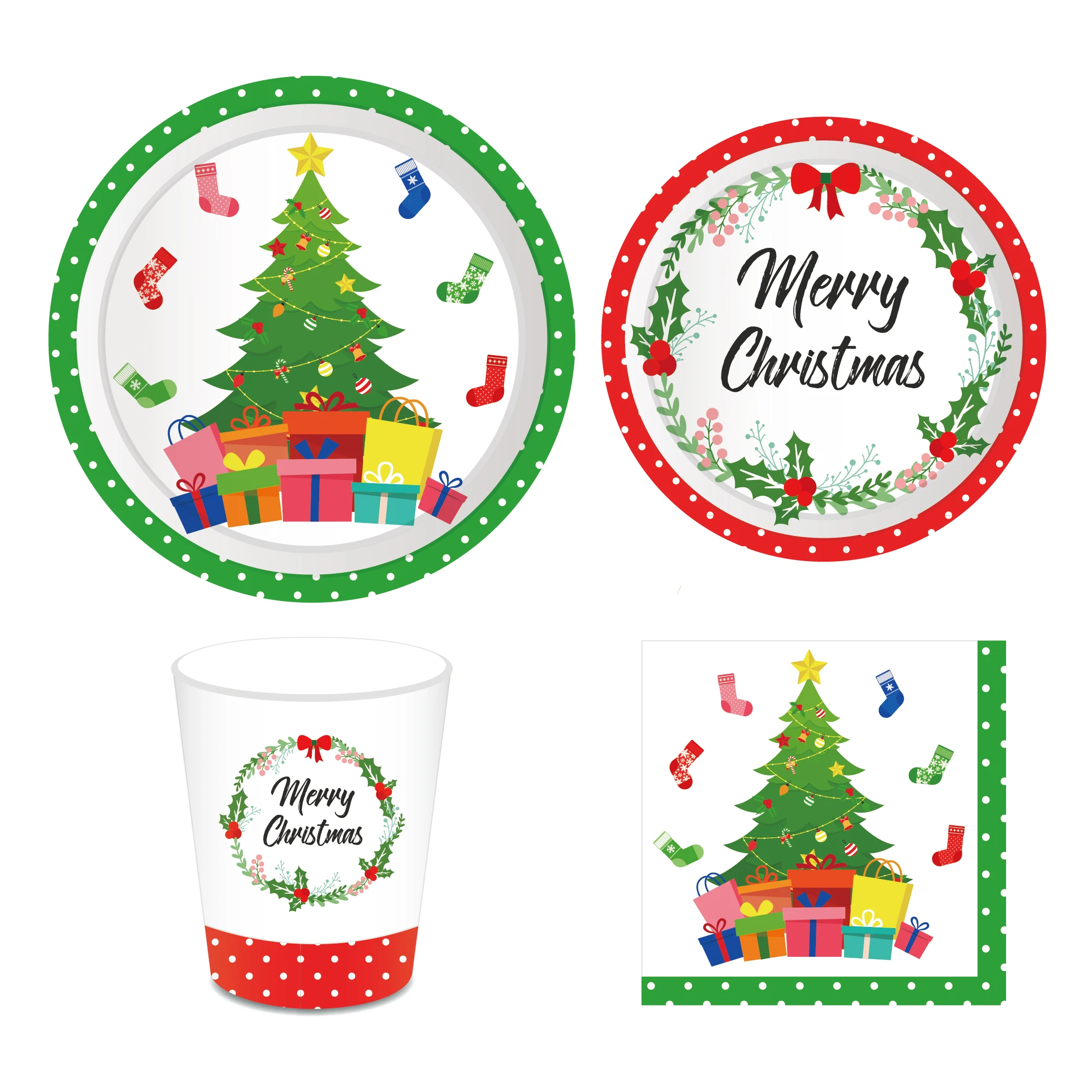 

Happy New Year Merry Christmas Tree Tableware Sets Disposable Napkins Napkin for Home Christmas Party Favors Decorations