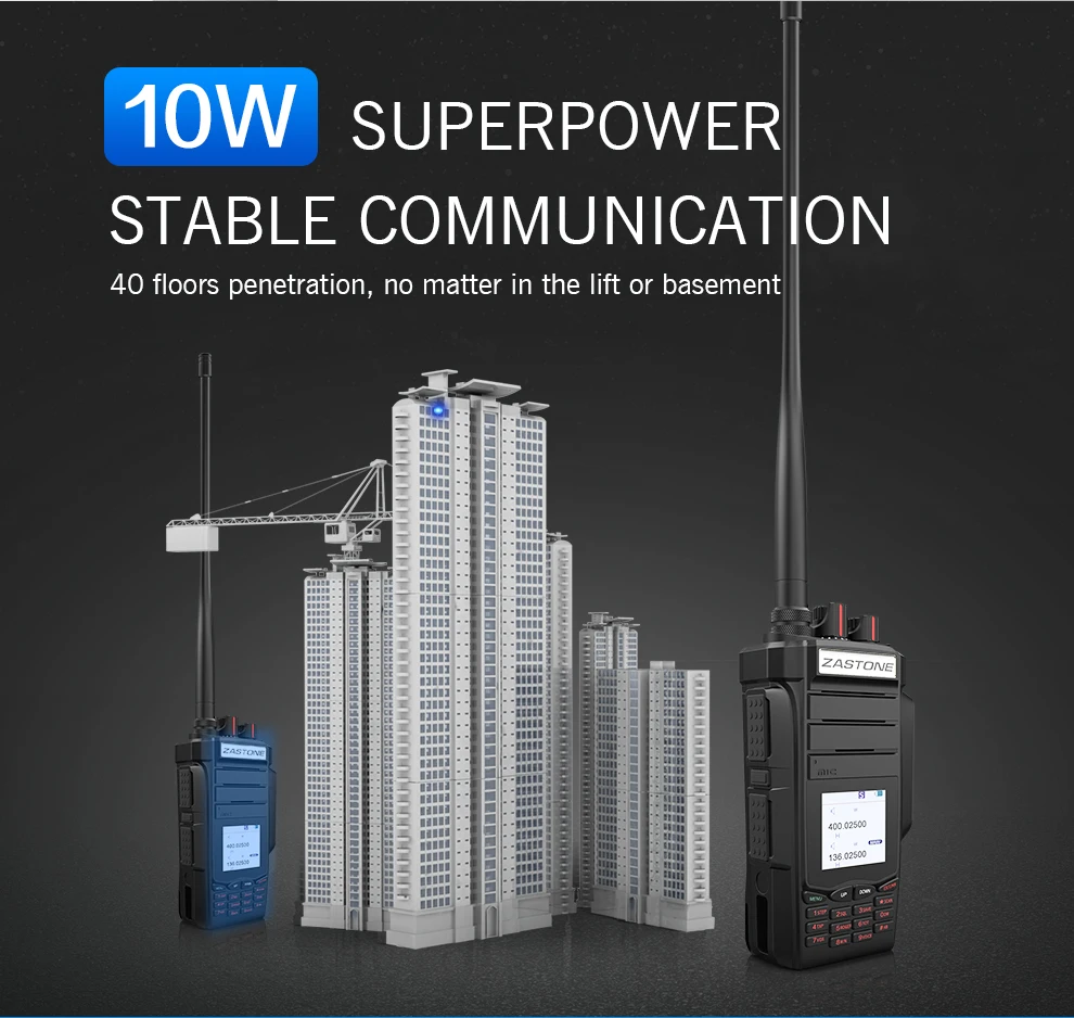 Zastone A19 рация 10 Вт Двухдиапазонная UHF 400-480 МГц/VHF 136-174 МГц 2800 мАч двойной PTT двухсторонний радиопередатчик