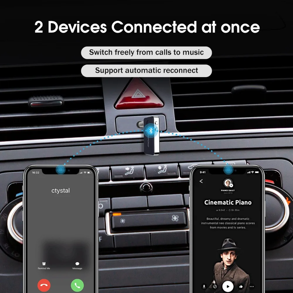 Mpow Bluetooth адаптер 3D объемный Bluetooth стереонаушники 5,0 беспроводной адаптер с 10H Playtime и быстрой зарядки для дома