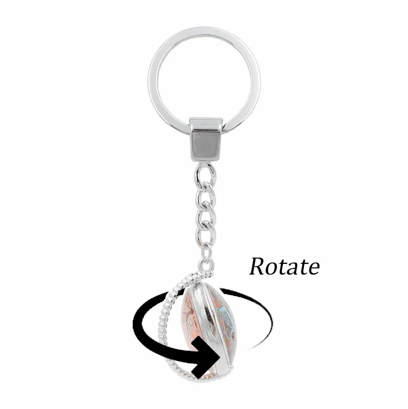 Брелок для ключей XUSHUI Chicago Map двухсторонний вращающийся стеклянный купольный