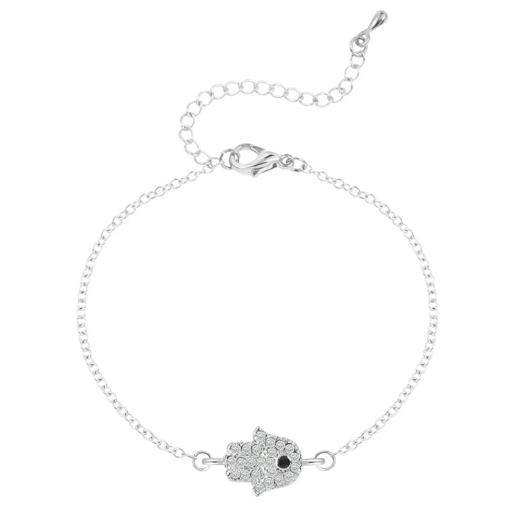 Браслеты с амулетом Хамса Фатимой фианитами руками глазами кристаллами|Цепочки