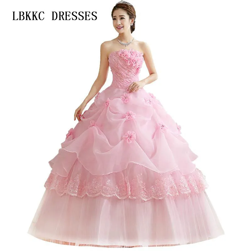 

Quinceanera Dresses Organza Red Pink White Floor Length Sweet 16 Dresses Vestido 15 Anos