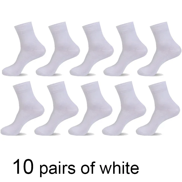 10 pairs white 10 пар/лот, хлопковые носки для мужчин, черные, деловые, теплые, дышащие, дезодорирующие, мужские носки, Meias, подарок, плюс size42-45, новинка - Цвет: 10 pairs white